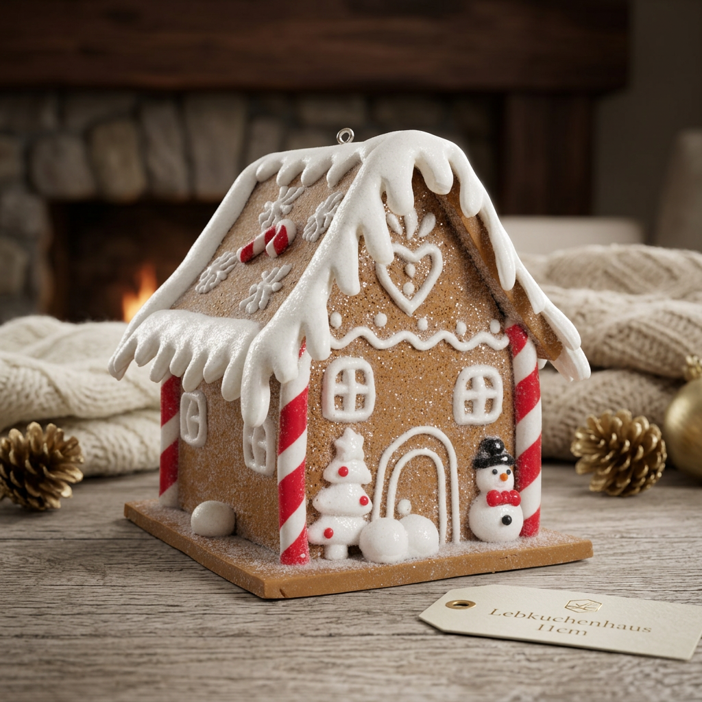 Gingerbread House 11cm brown-white