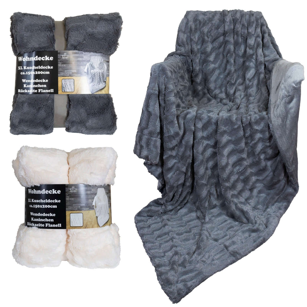 Kuscheldecke Kaninchen-Felloptik 200x150cm extra weich