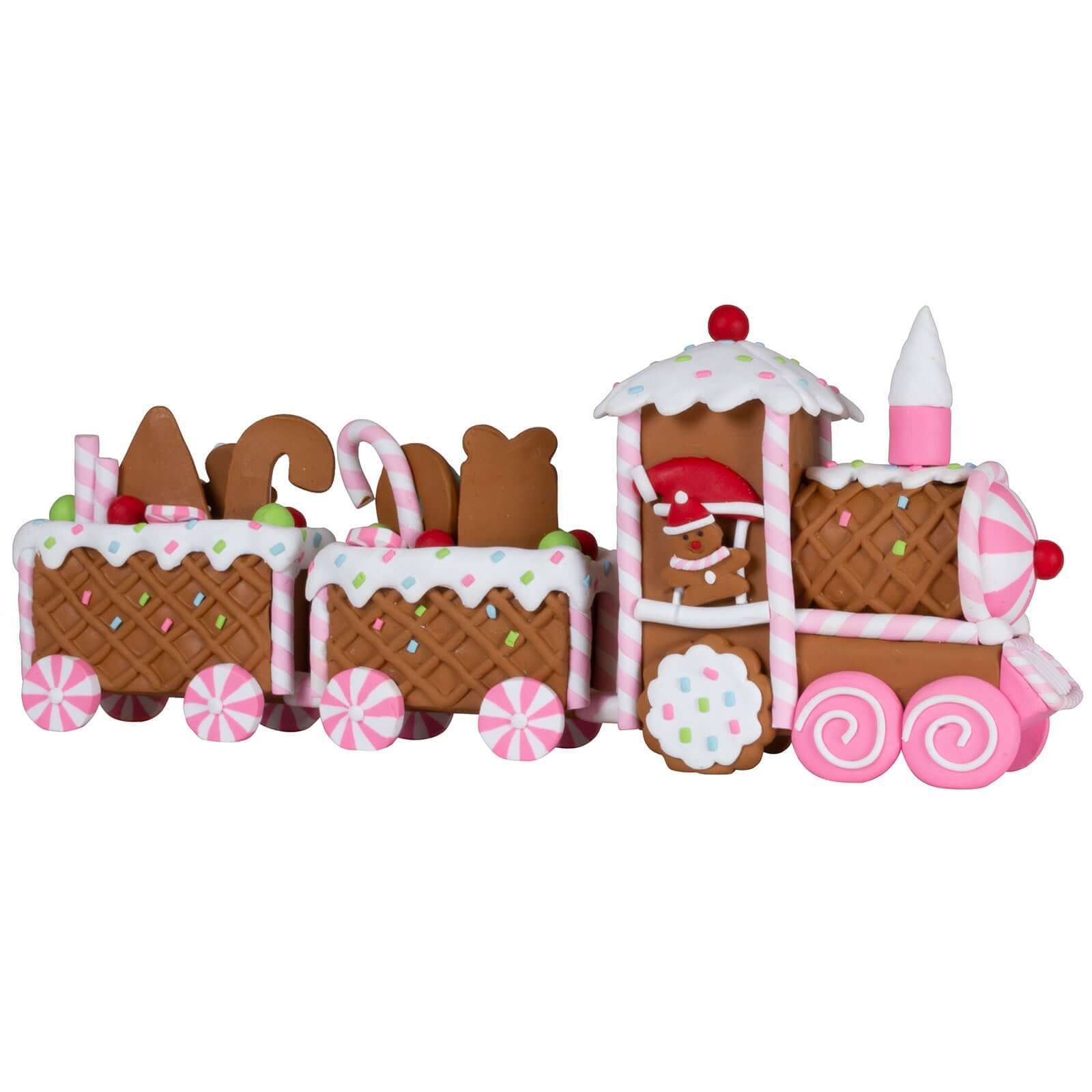 Lebkuchenzug 33cm braun-rosa/weiß