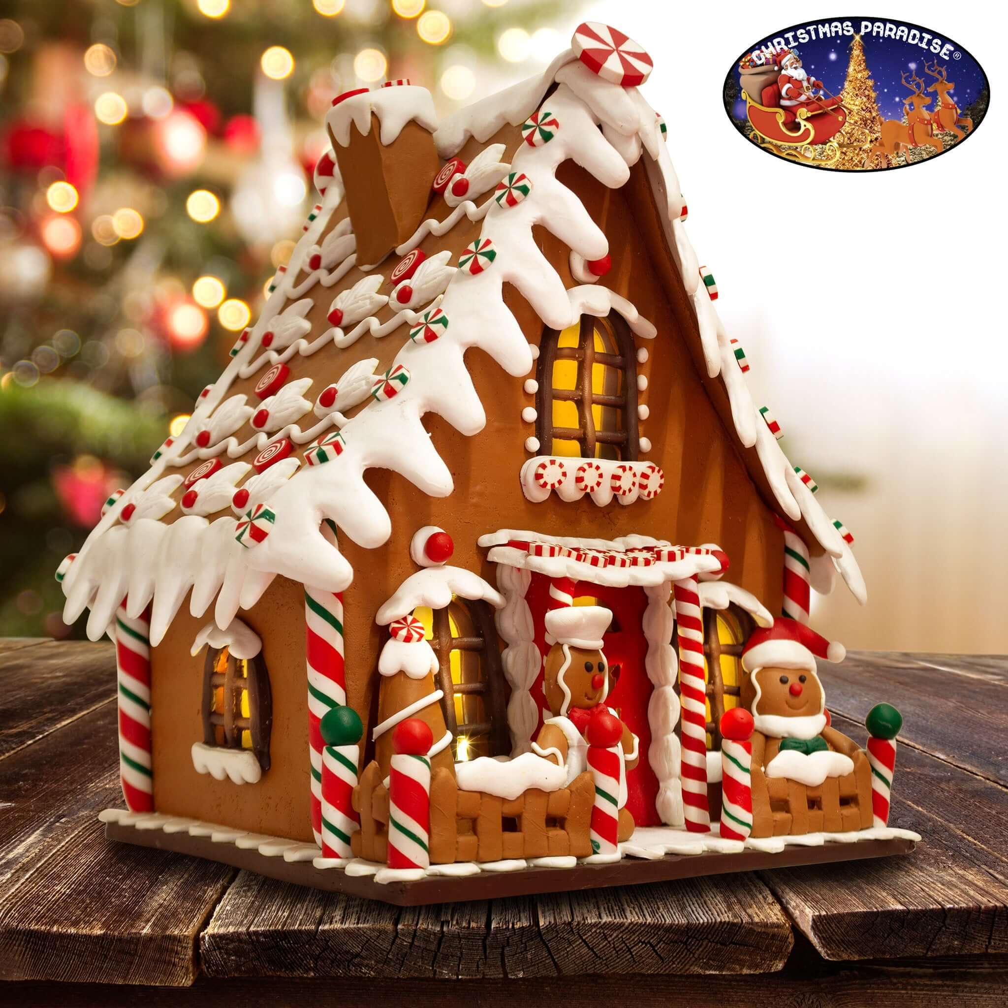 LED Lebkuchenhaus 23cm braun