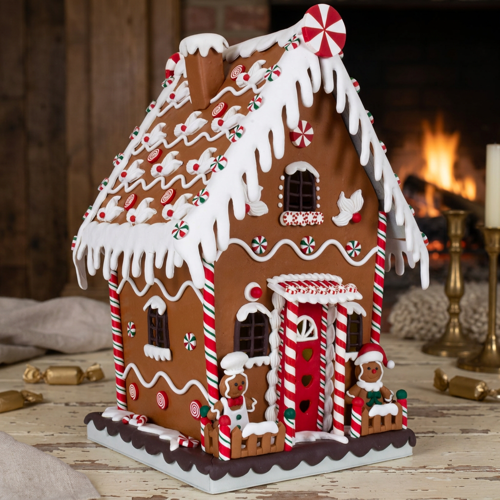 XL LED Lebkuchenhaus 40cm braun