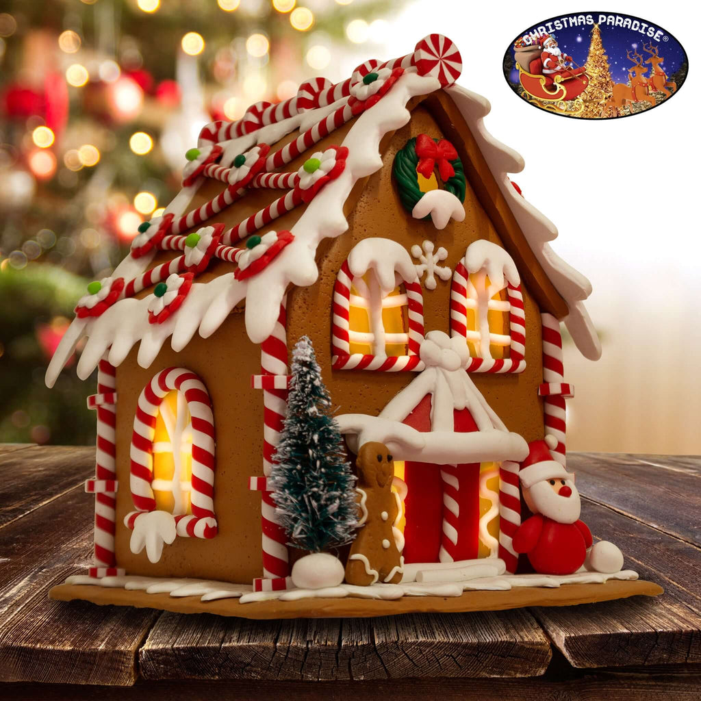 LED Lebkuchenhaus 16cm braun