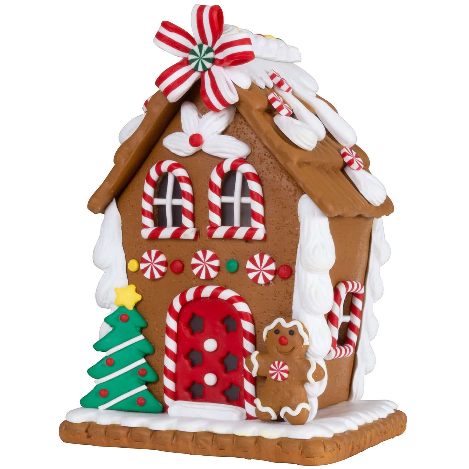 Lebkuchenhaus 14cm braun-weiß