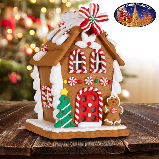 Lebkuchenhaus 14cm braun-weiß