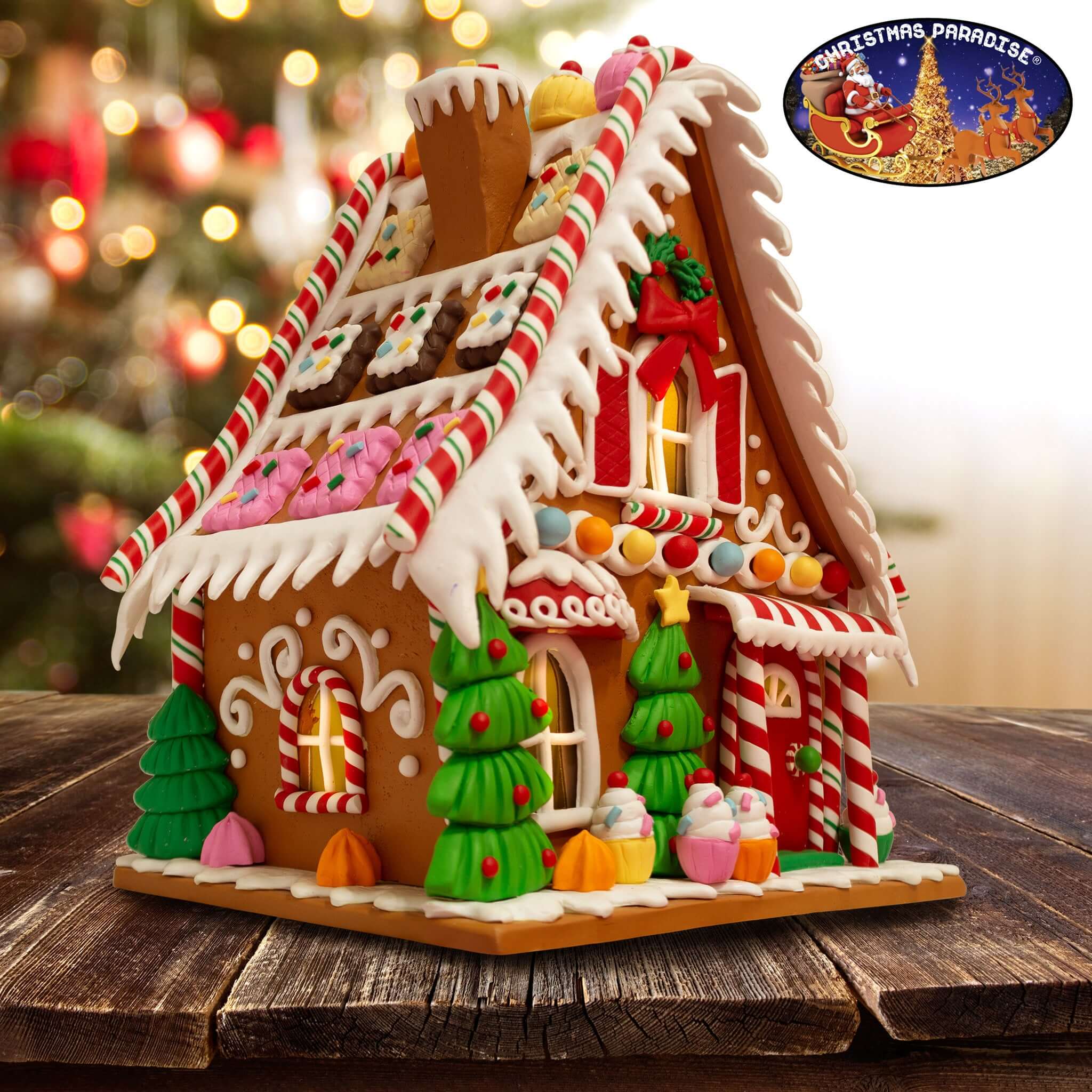 LED Lebkuchenhaus 26cm bunt