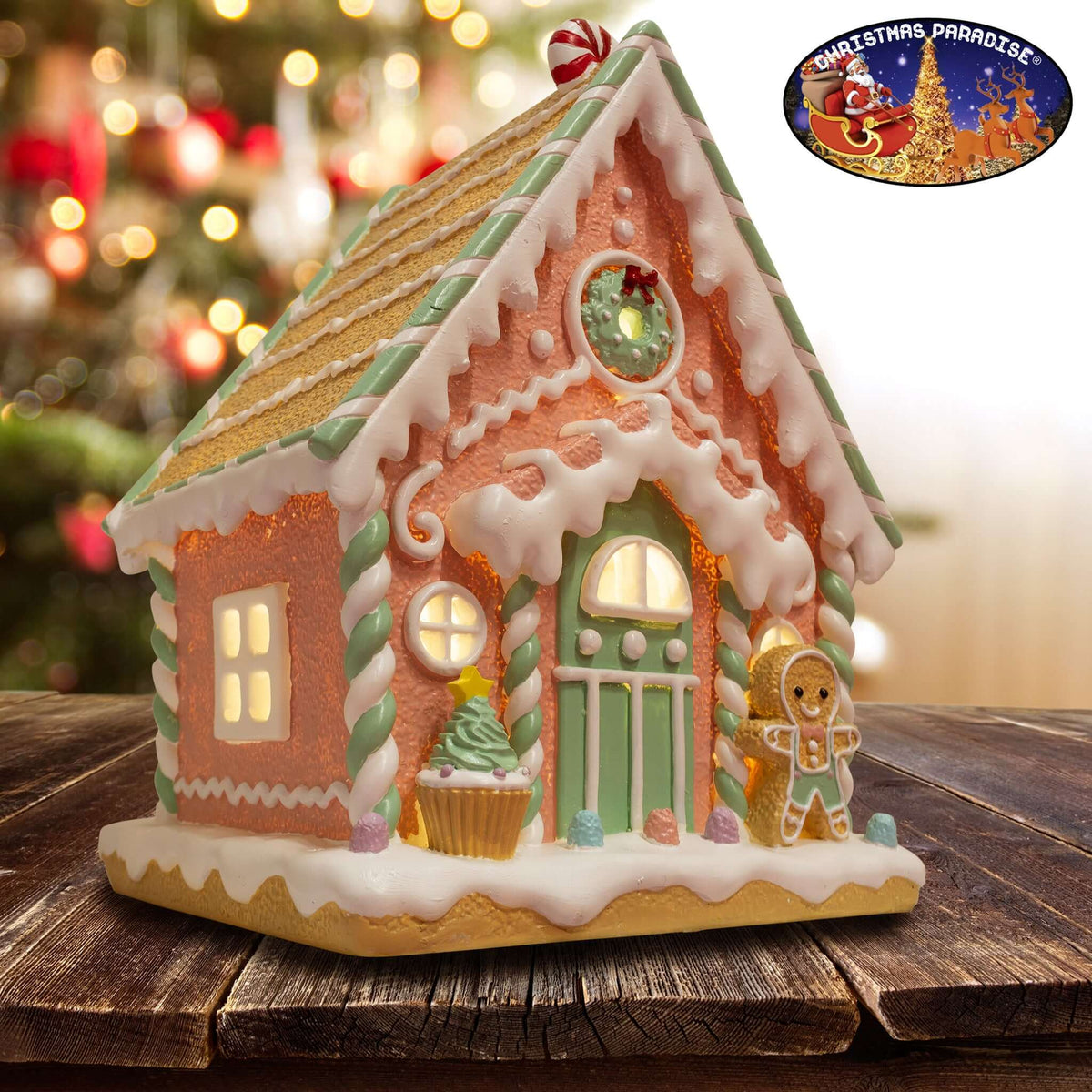 Buntes LED Lebkuchenhaus 25cm für Weihnachtsdeko – Trendyshop365