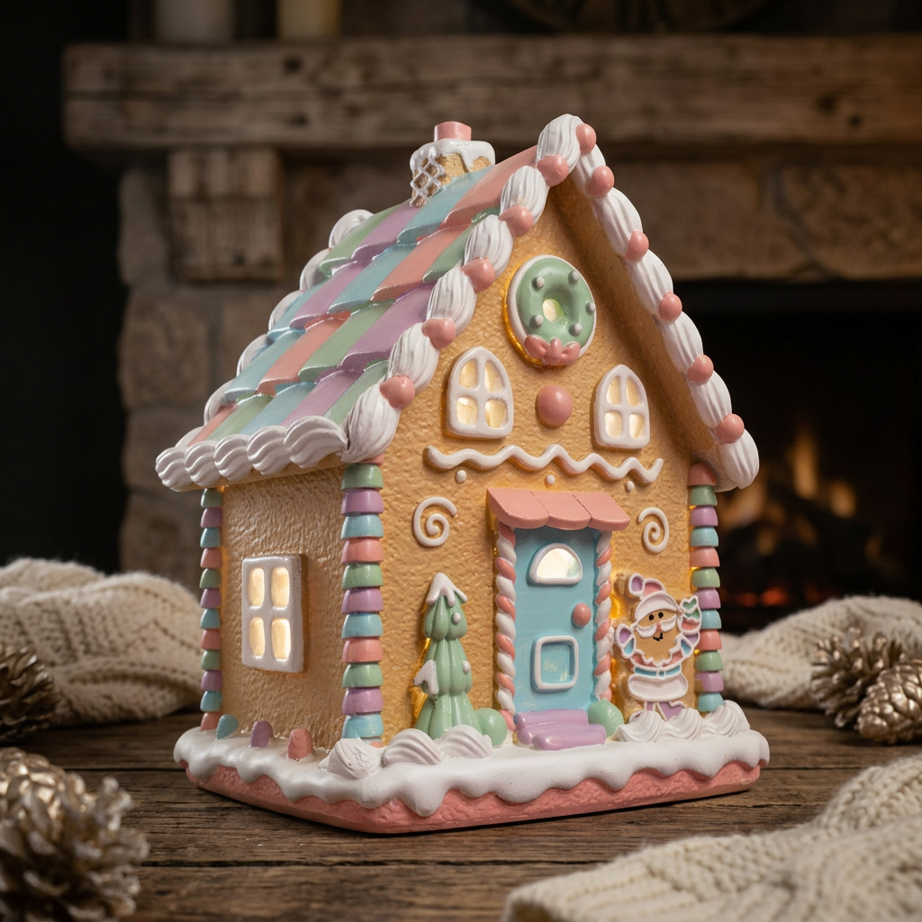 LED Gingerbread House 25cm colorful