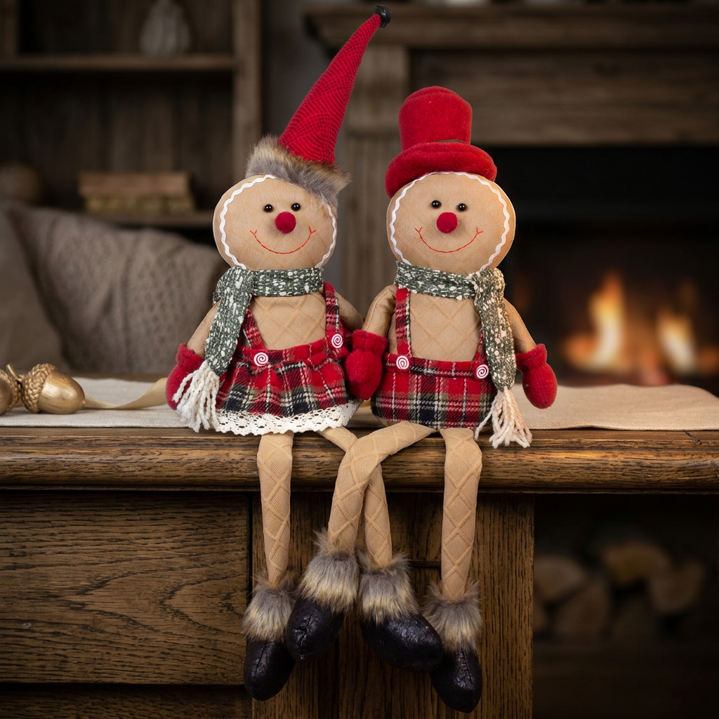 Gingerbread figures, 2 designs, 35cm (70cm) shelf sitters, 2 pieces