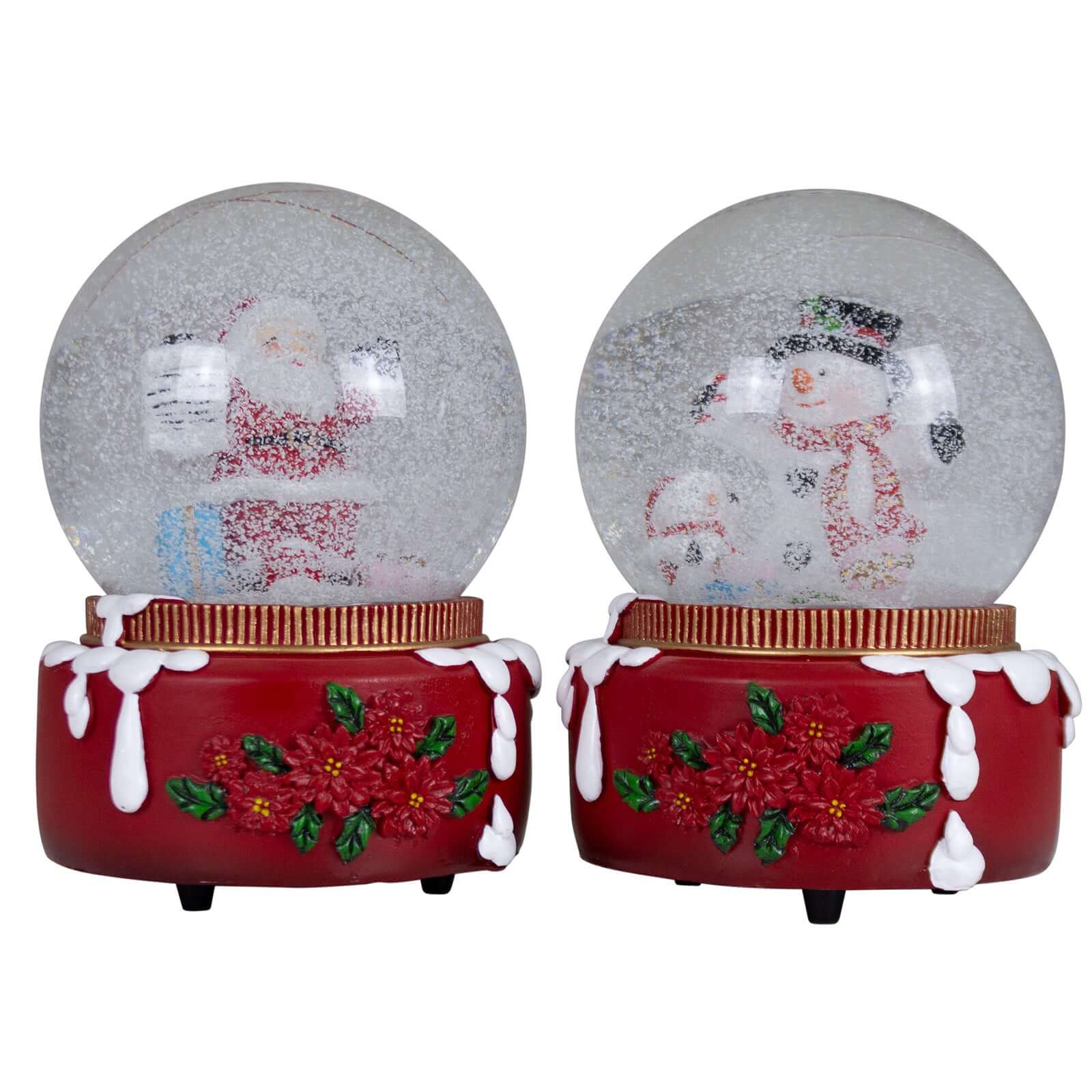 Schneekugeln mit Spieluhr 15cm, 2 Designs im Set