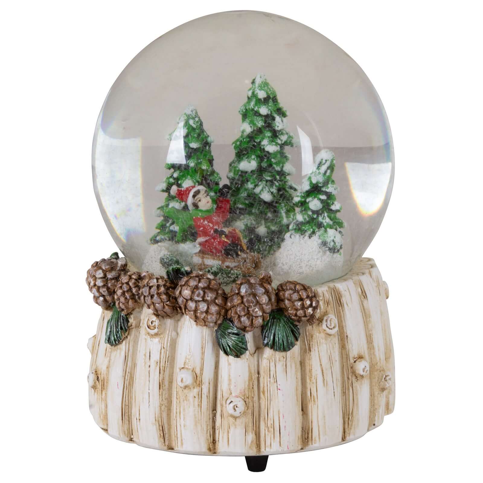 Schneekugeln mit Spieluhr 15cm, 2 Designs im Set