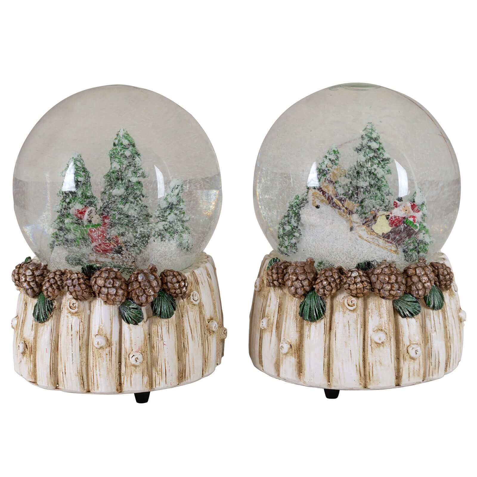 Schneekugeln mit Spieluhr 15cm, 2 Designs im Set
