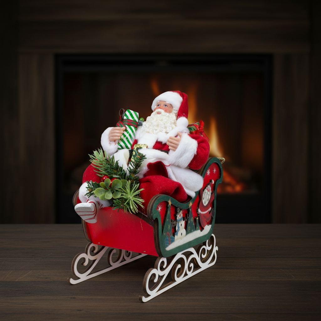 Weihnachtsmann im Schlitten 28cm