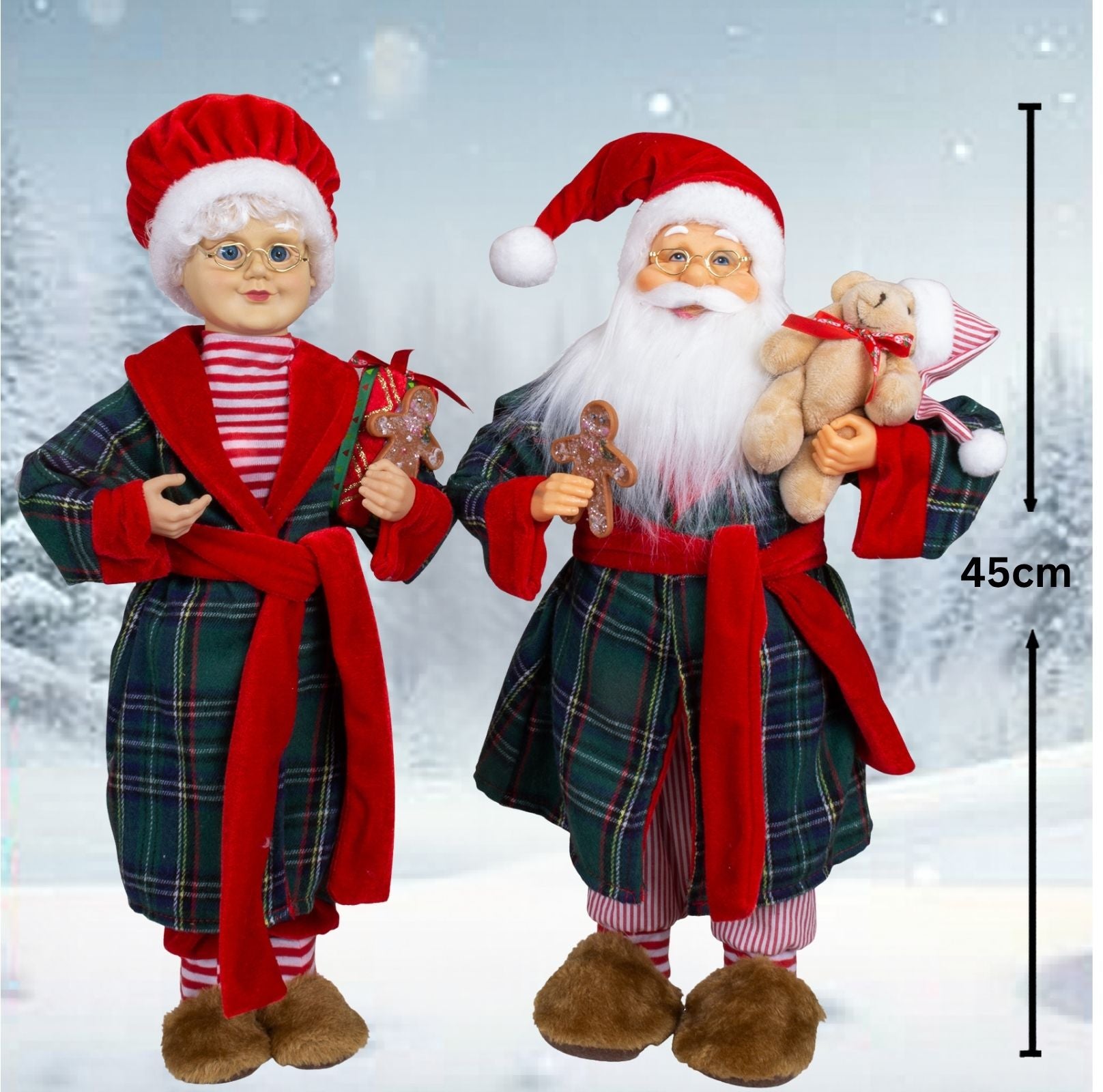 Weihnachtsfrau und Weihnachtsmann 45cm, 2 Designs, stehend