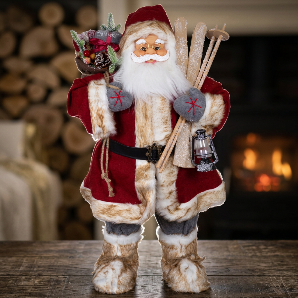 Christmas Paradise Weihnachtsmann 80 cm mit Ski Laterne & Sack