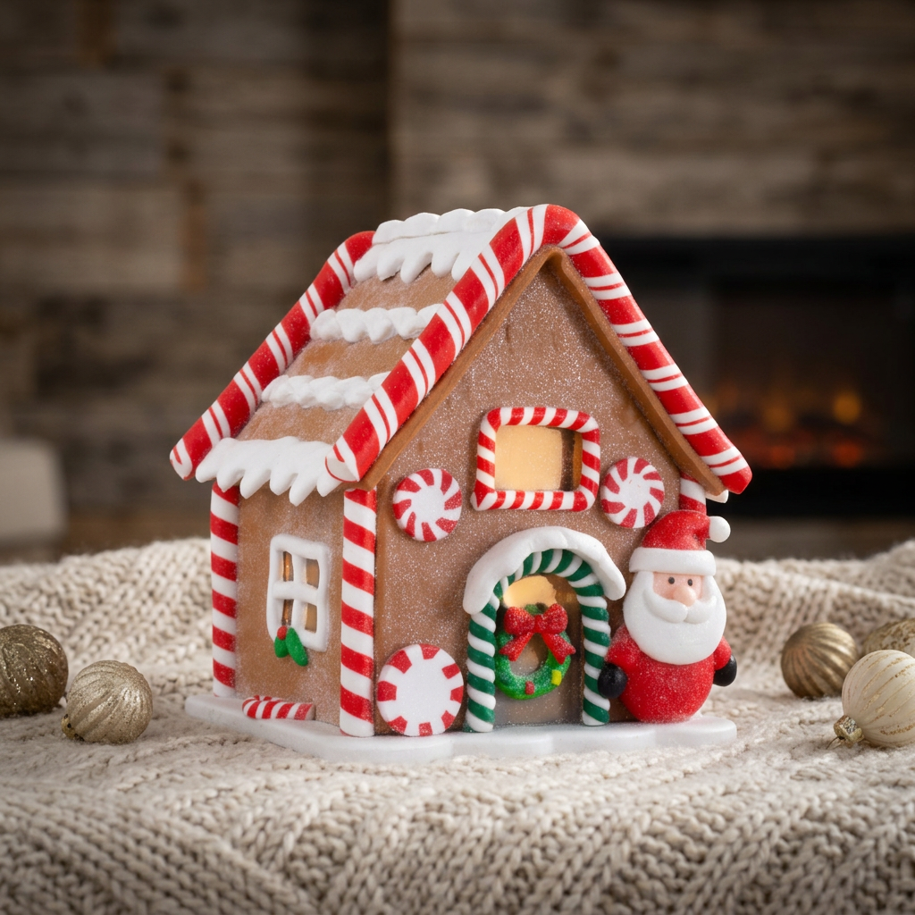 LED Lebkuchenhaus 13cm braun
