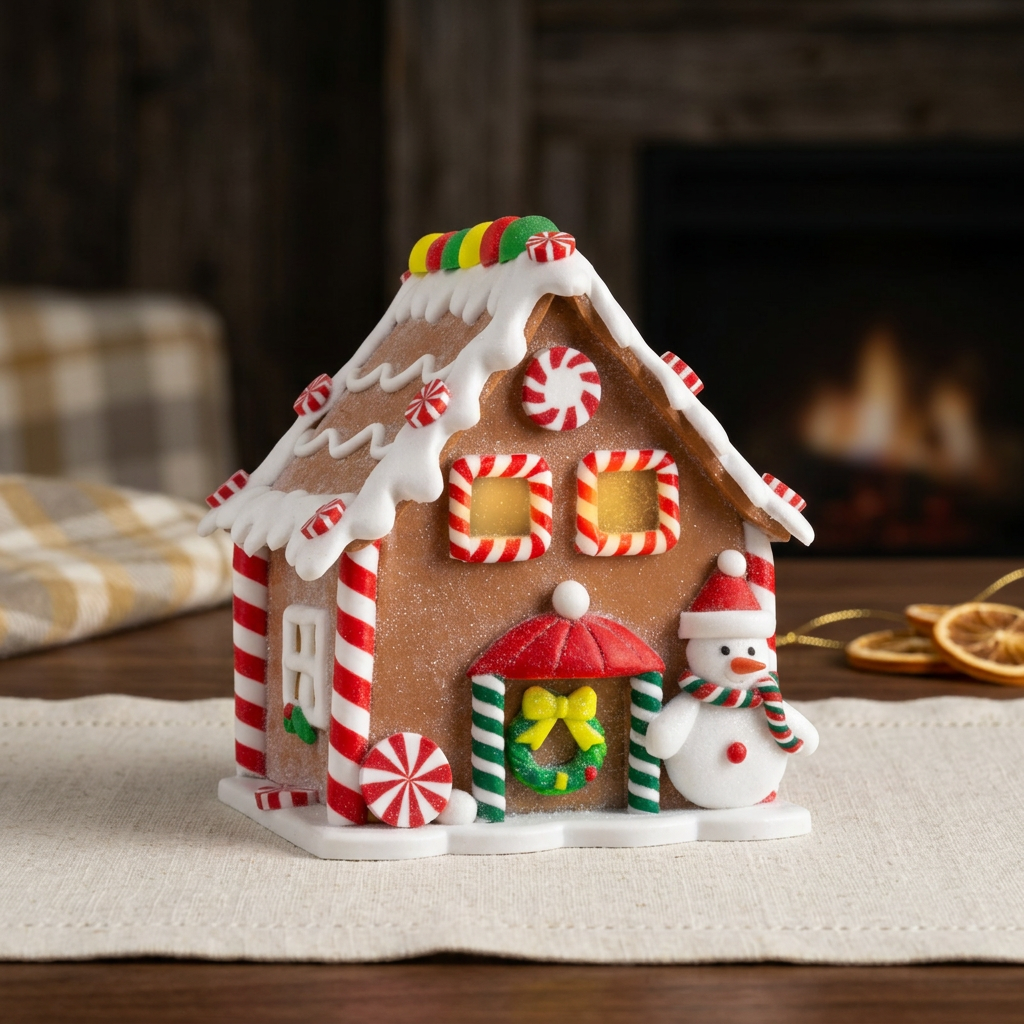 LED Gingerbread House 13cm brown