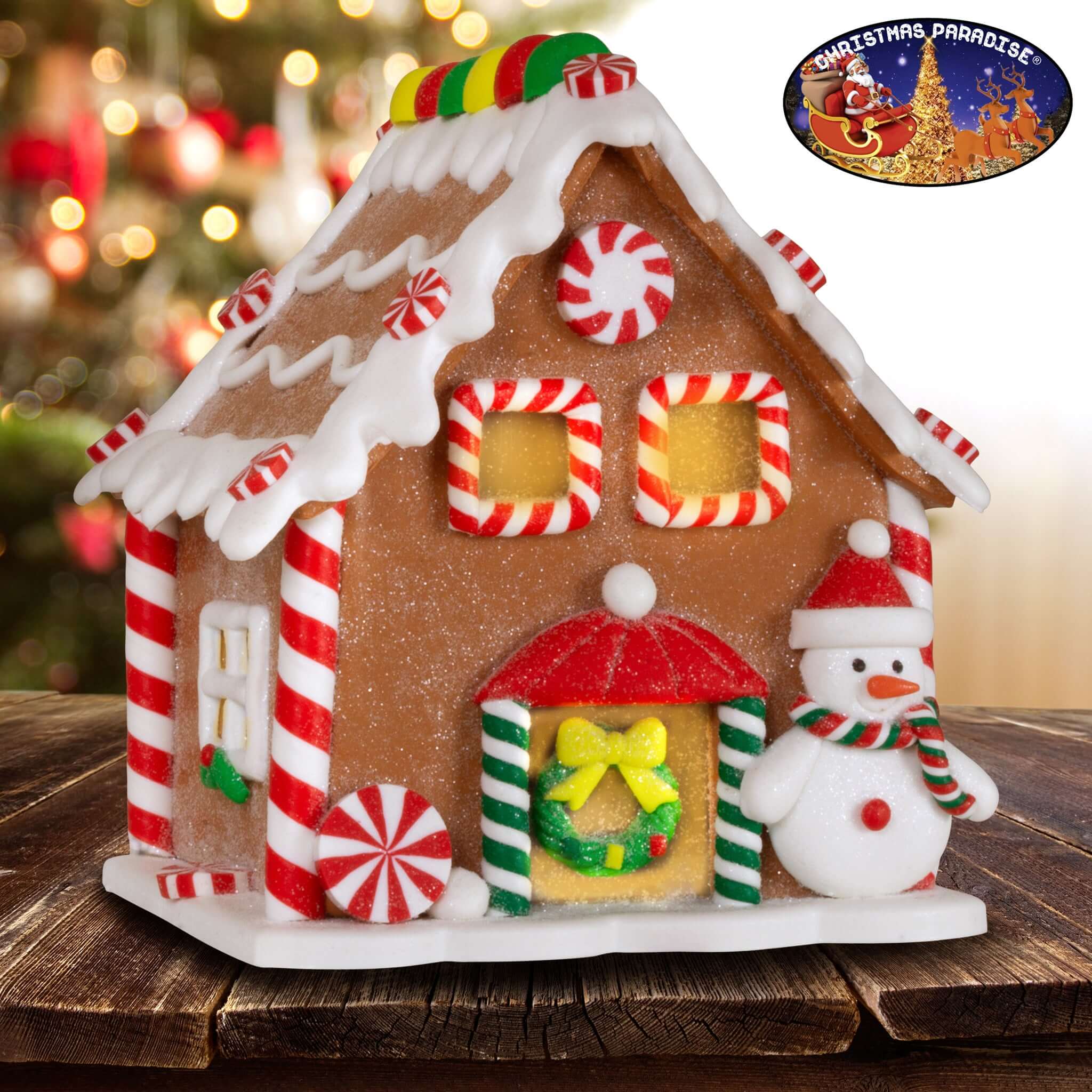 LED Lebkuchenhaus 13cm braun