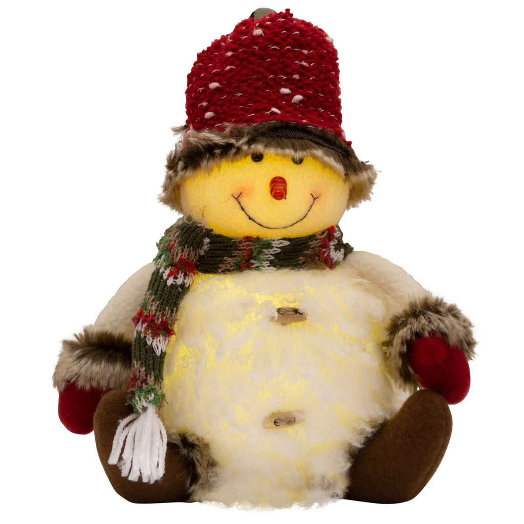 Dekofigur Schneemann mit LED 30cm (49cm), sitzend, 2 Stück