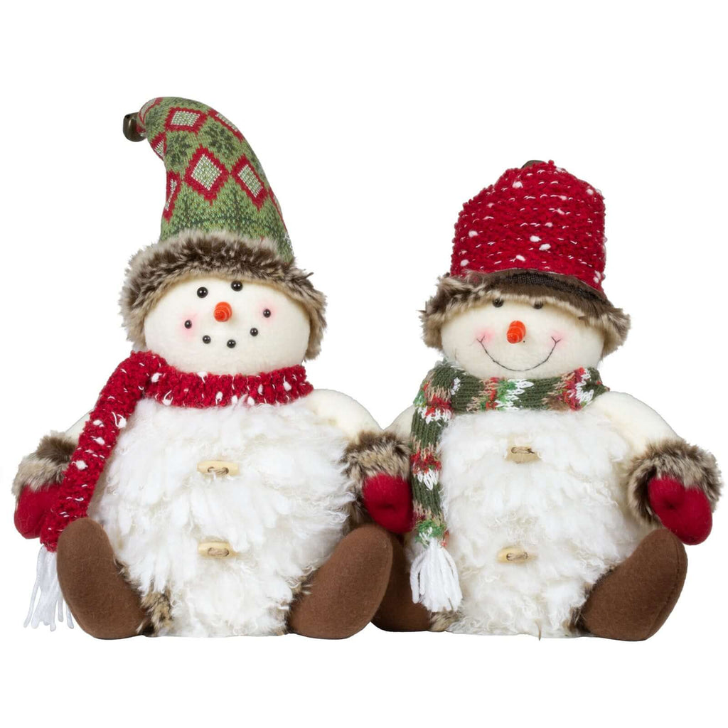 Dekofigur Schneemann mit LED 30cm (49cm), sitzend, 2 Stück