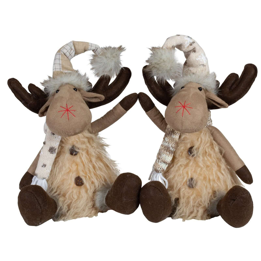 Elch mit LED 27cm (40cm) sitzend, 2 Stück