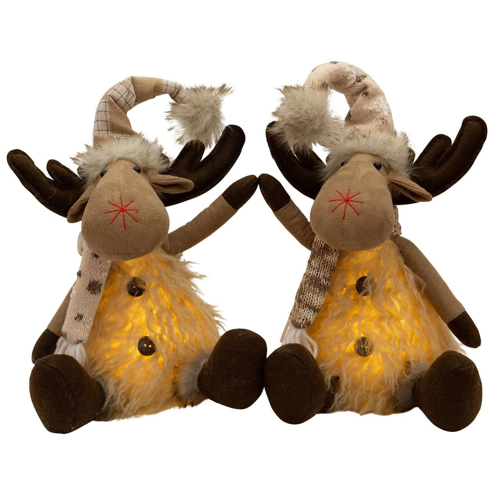 Elch mit LED 27cm (40cm) sitzend, 2 Stück