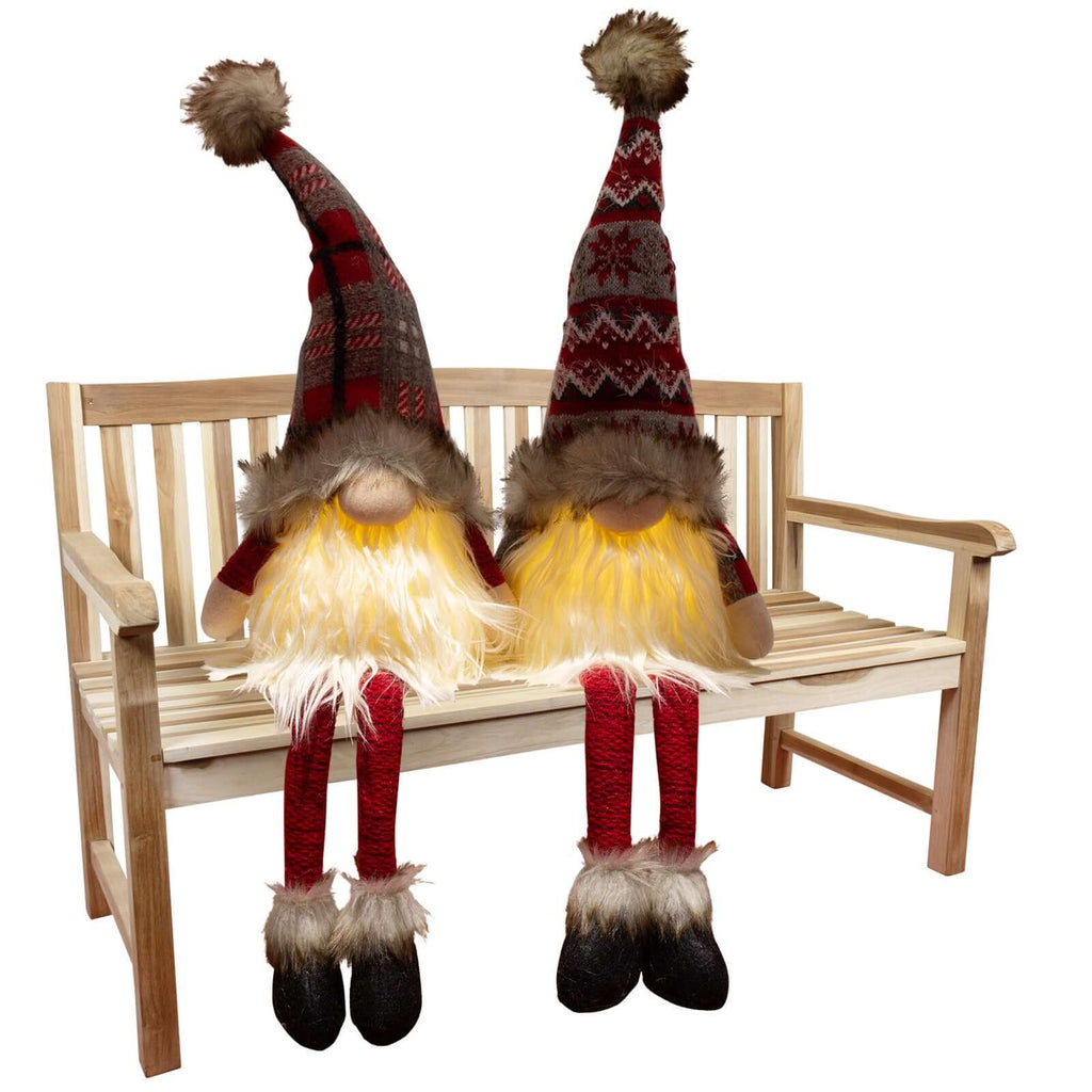 Wichtel, 2 Designs, mit LED 25cm (60cm), sitzend, 2 Stück+Timer