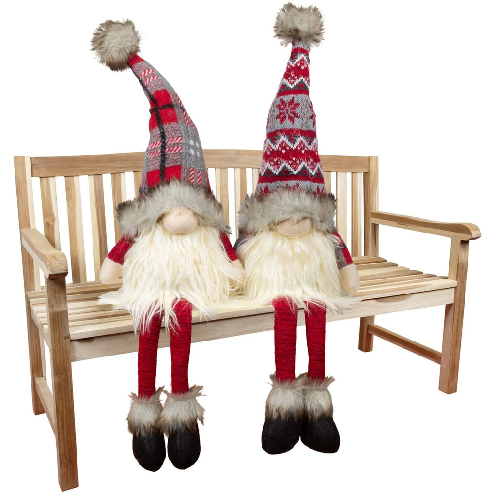 Wichtel, 2 Designs, mit LED 25cm (60cm), sitzend, 2 Stück+Timer