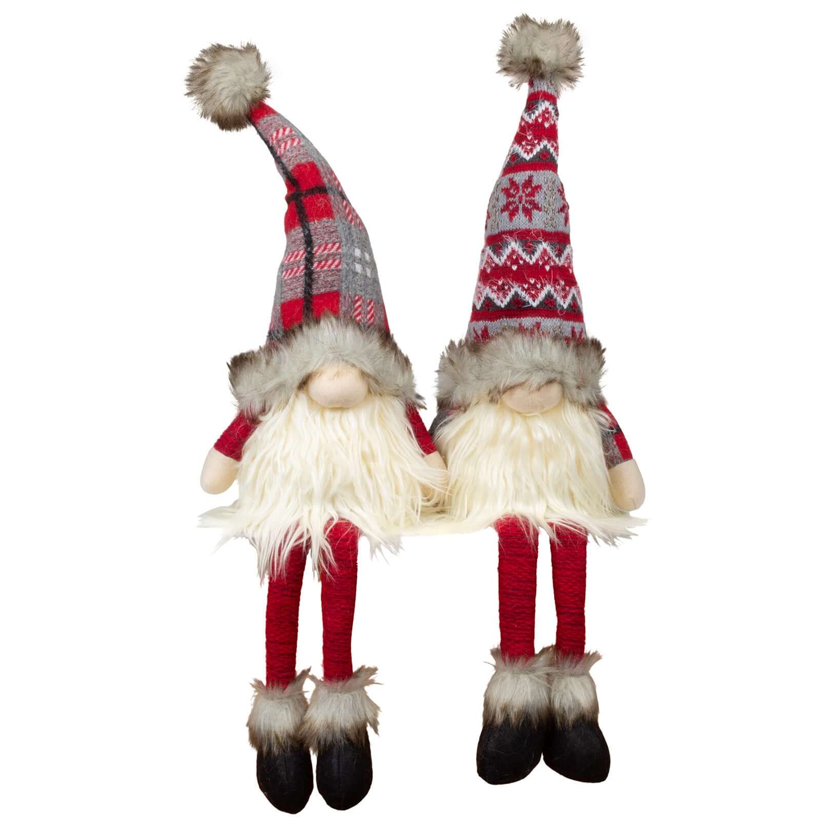 Wichtel, 2 Designs, mit LED 25cm (60cm), sitzend, 2 Stück+Timer