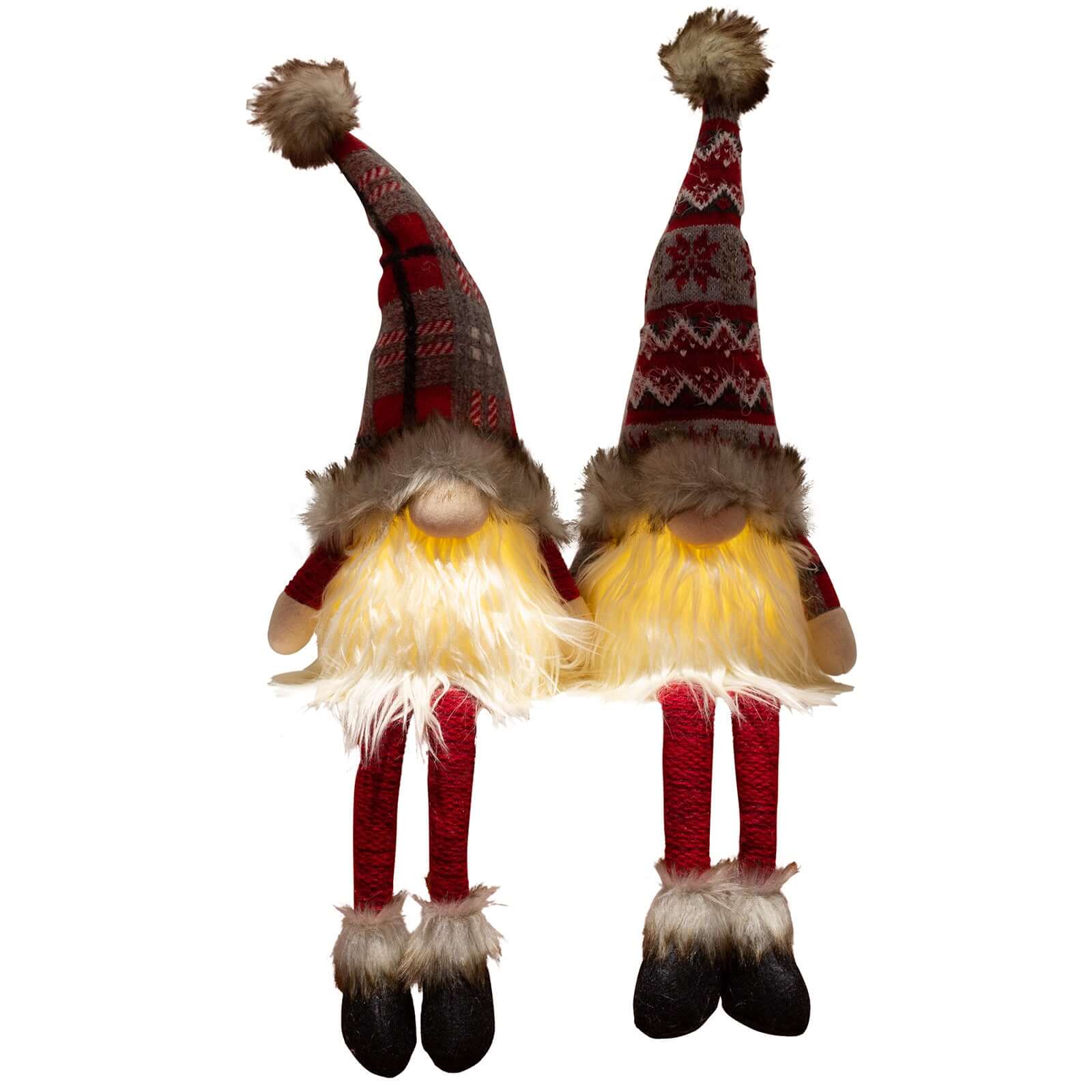 Wichtel, 2 Designs, mit LED 25cm (60cm), sitzend, 2 Stück+Timer