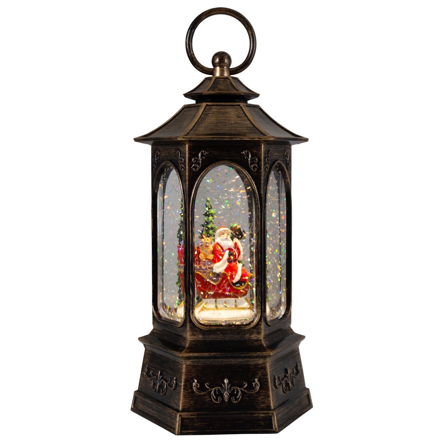 LED Schneelaterne Santa 26cm + Musik