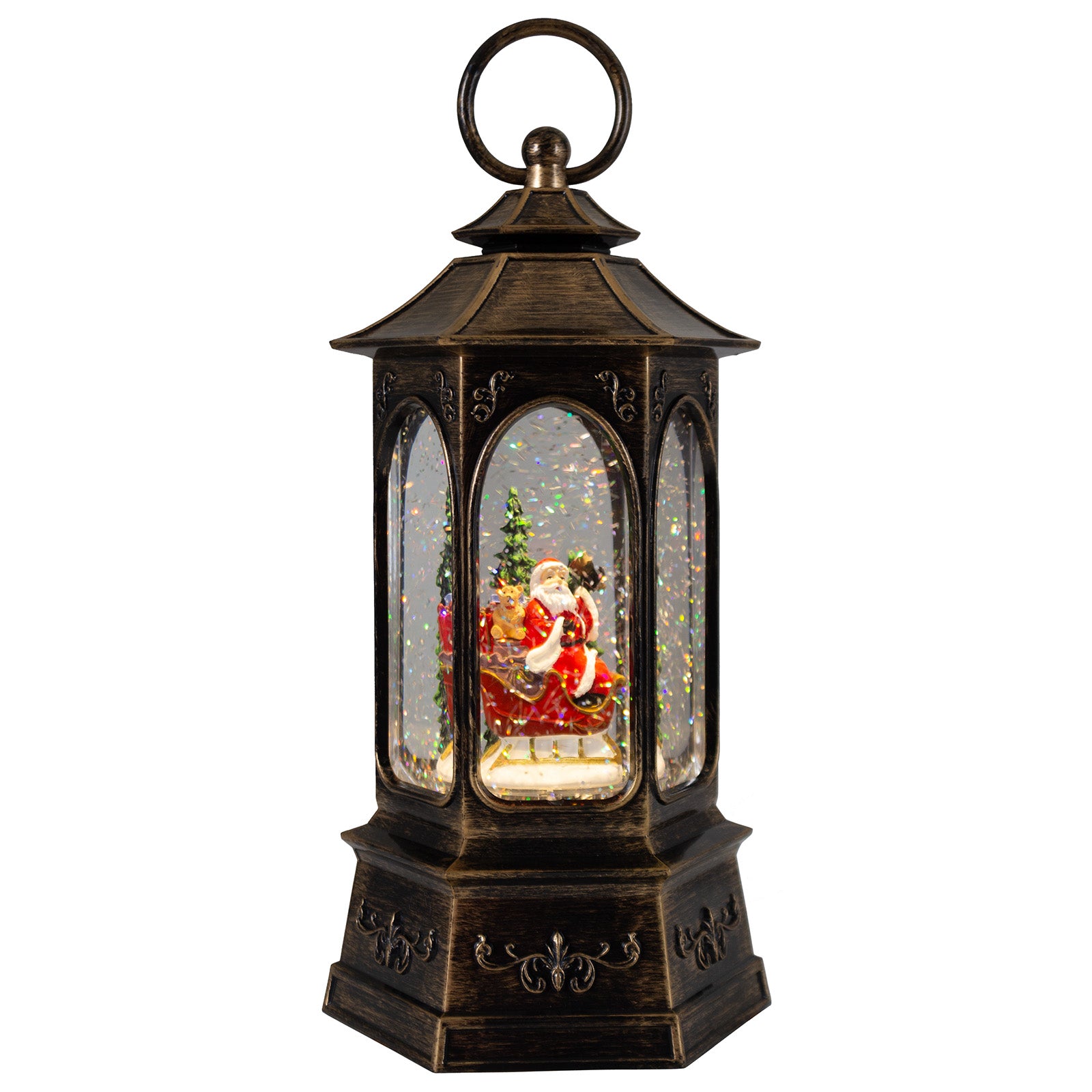 LED Schneelaterne Santa 26cm + Musik