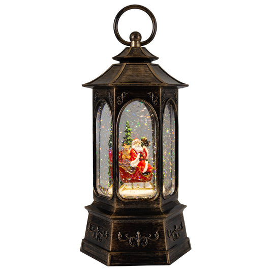 LED Schneelaterne Santa 26cm + Musik