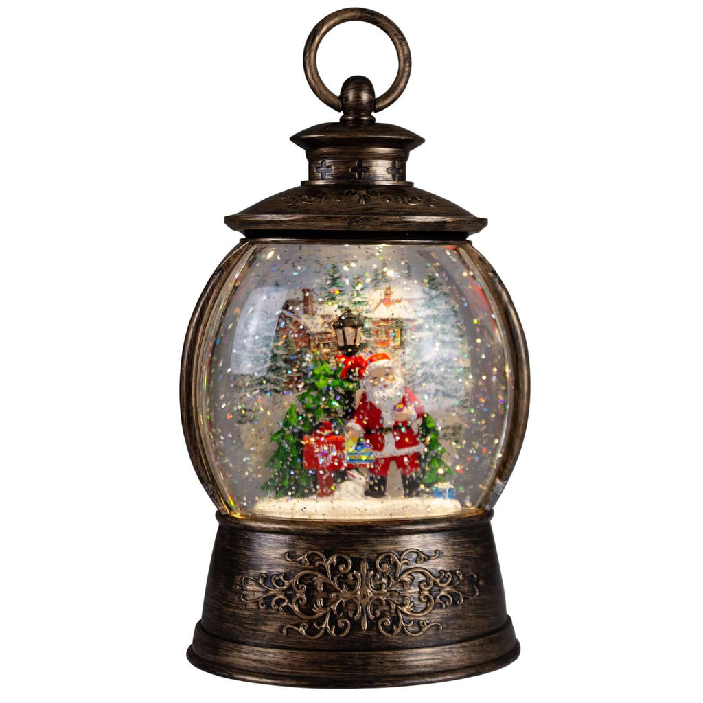 LED Schneelaterne Santa 24cm + Musik