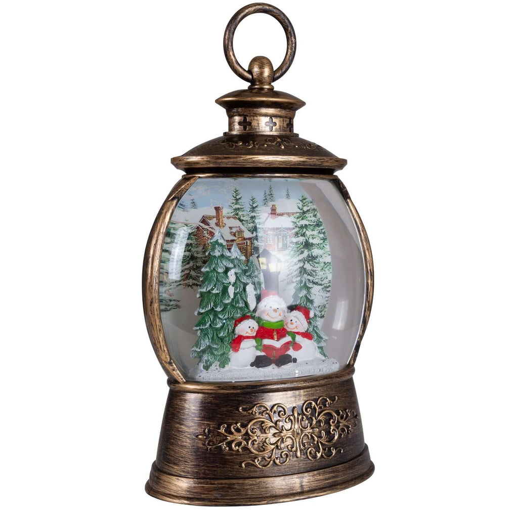 LED Schneelaterne Schneemann 24cm + Musik