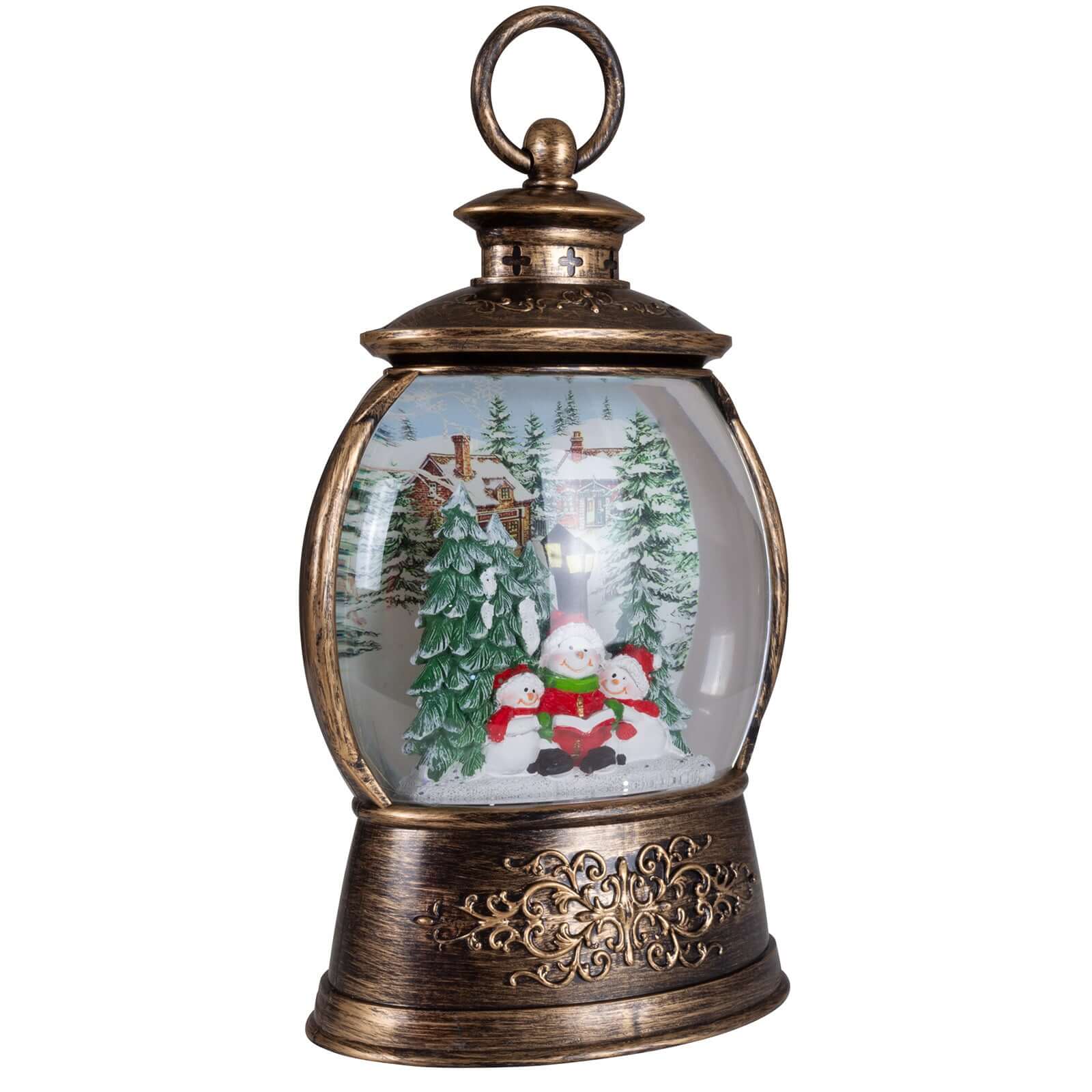 LED Schneelaterne Schneemann 24cm + Musik