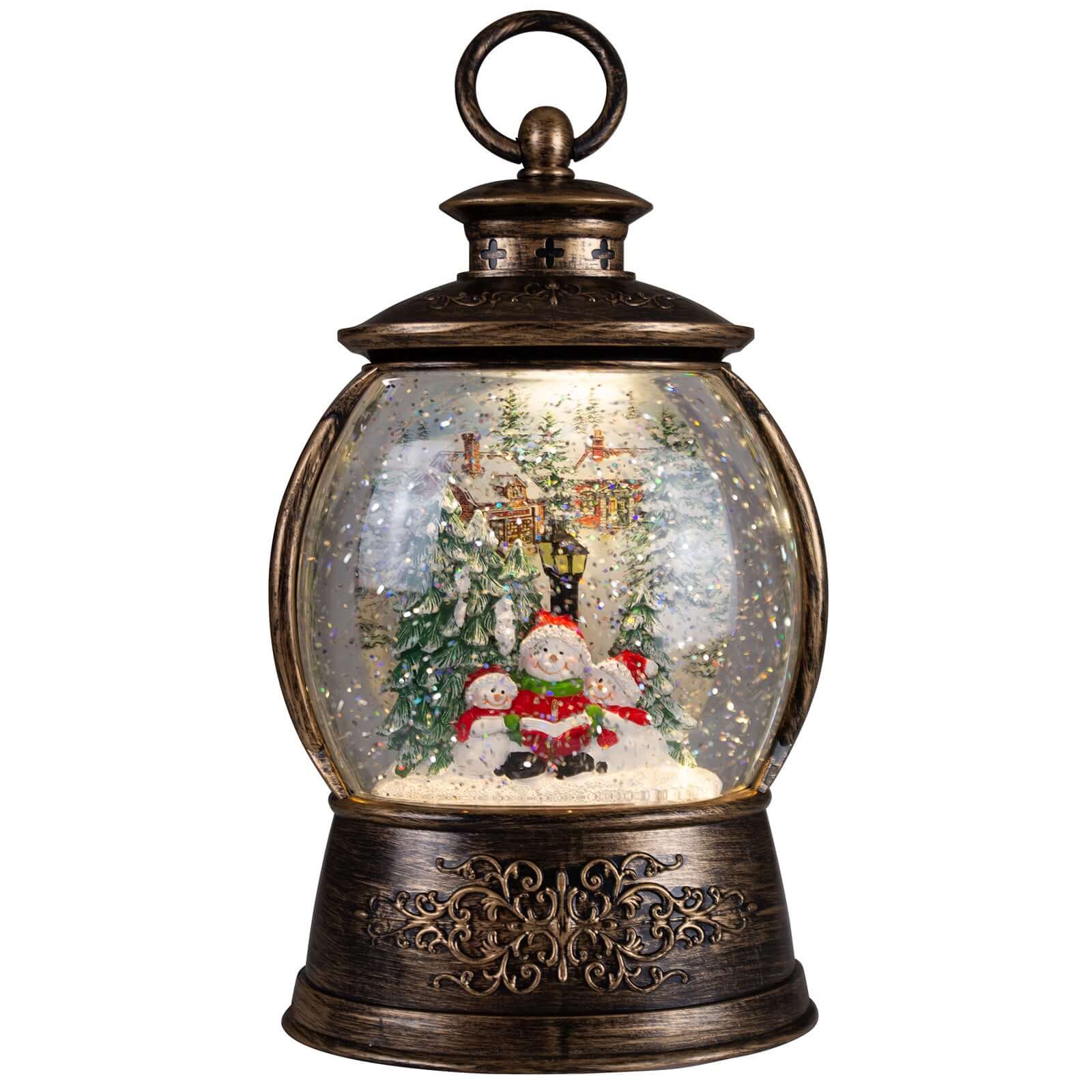 LED Schneelaterne Schneemann 24cm + Musik