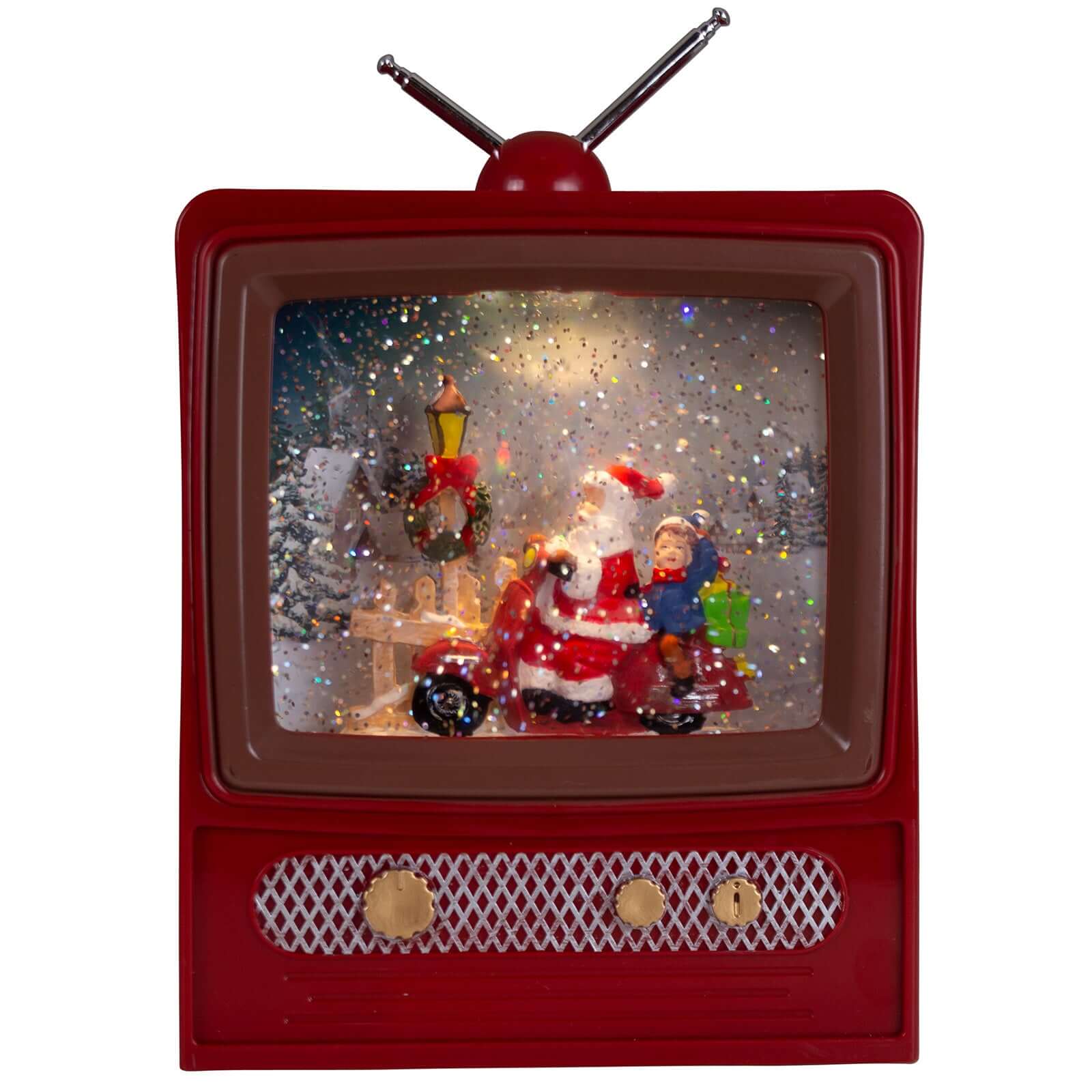 LED Schneelaterne Weihnachtsmann TV 24cm + Musik