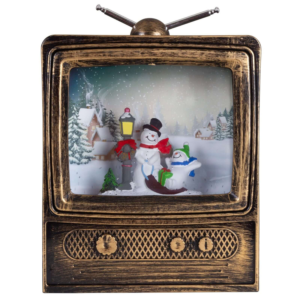 LED Schneelaterne Schneemann TV 24cm + Musik