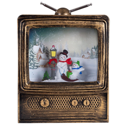 LED Schneelaterne Schneemann TV 24cm + Musik