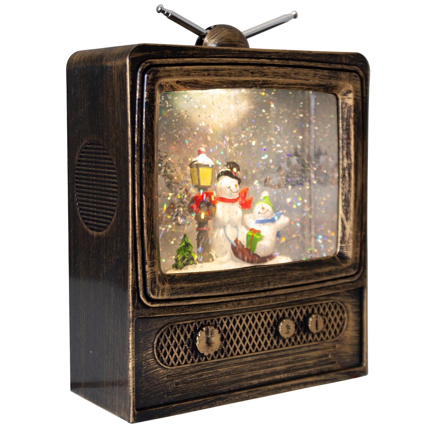 LED Schneelaterne Schneemann TV 24cm + Musik