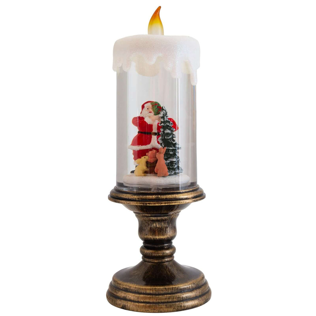 LED Schneelaterne Kerze Santa, 29cm