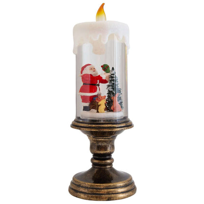 LED Schneelaterne Kerze Santa, 29cm