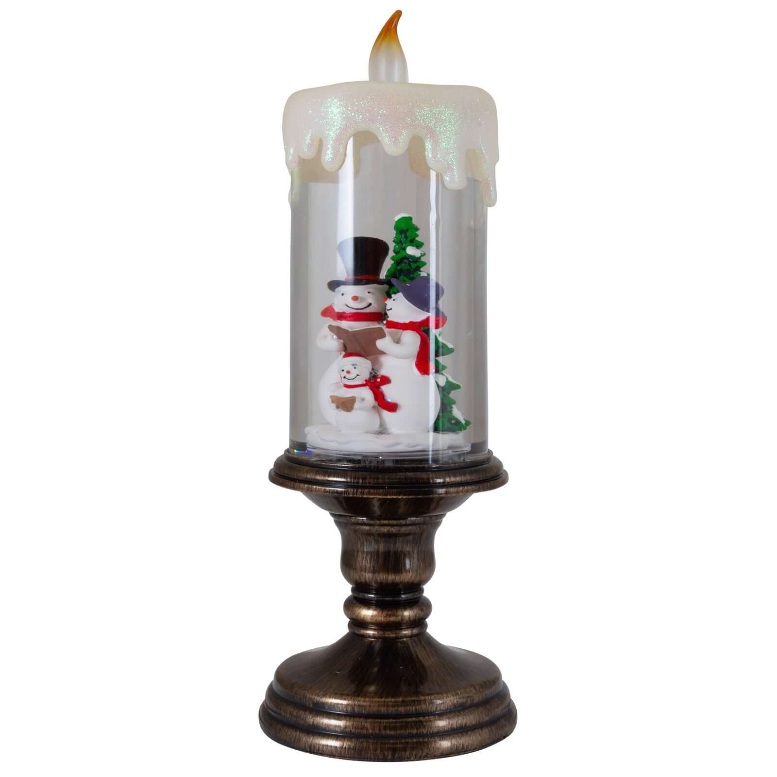 LED Schneelaterne Kerze Schneemann, 29cm