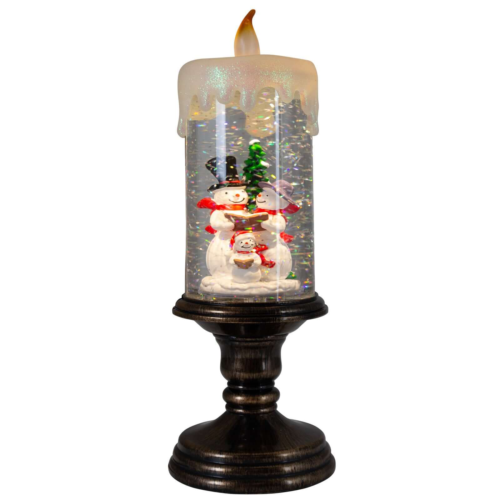 LED Schneelaterne Kerze Schneemann, 29cm