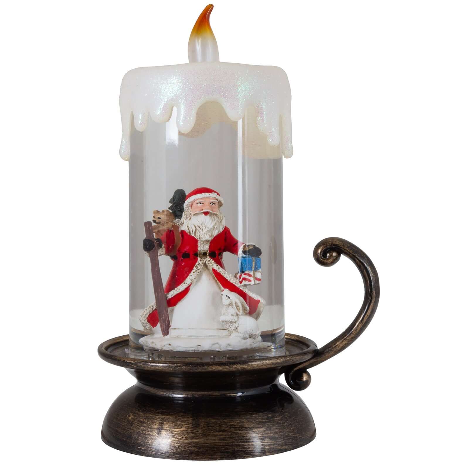 LED Schneelaterne Kerze Weihnachtsmann, 22cm