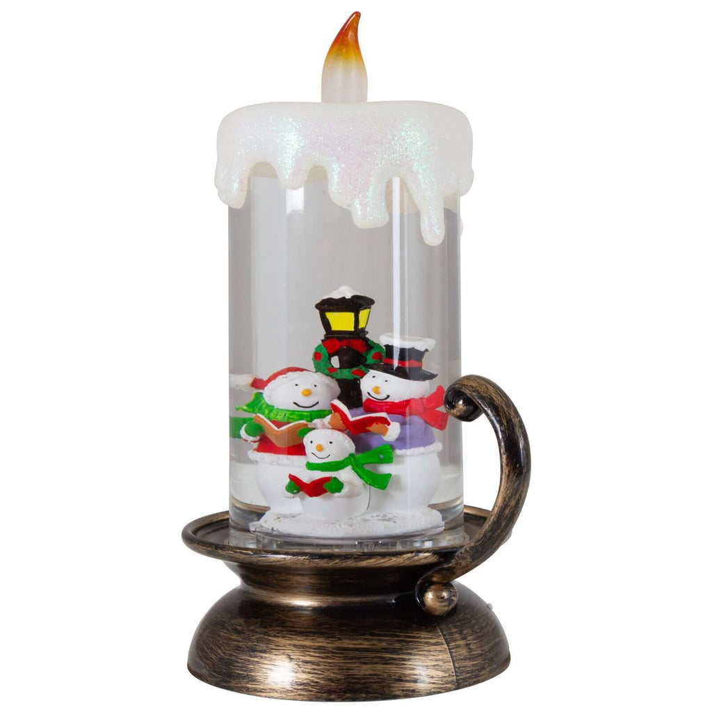 LED Schneelaterne Kerze Schneemann Familie, 22cm