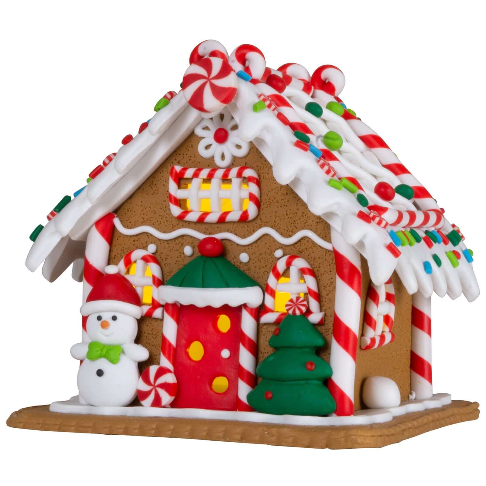 LED Lebkuchenhaus 13cm braun-weiß