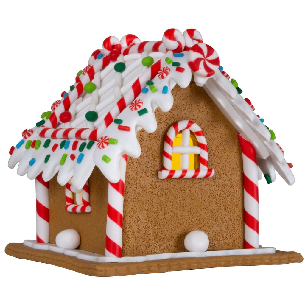 LED Lebkuchenhaus 13cm braun-weiß