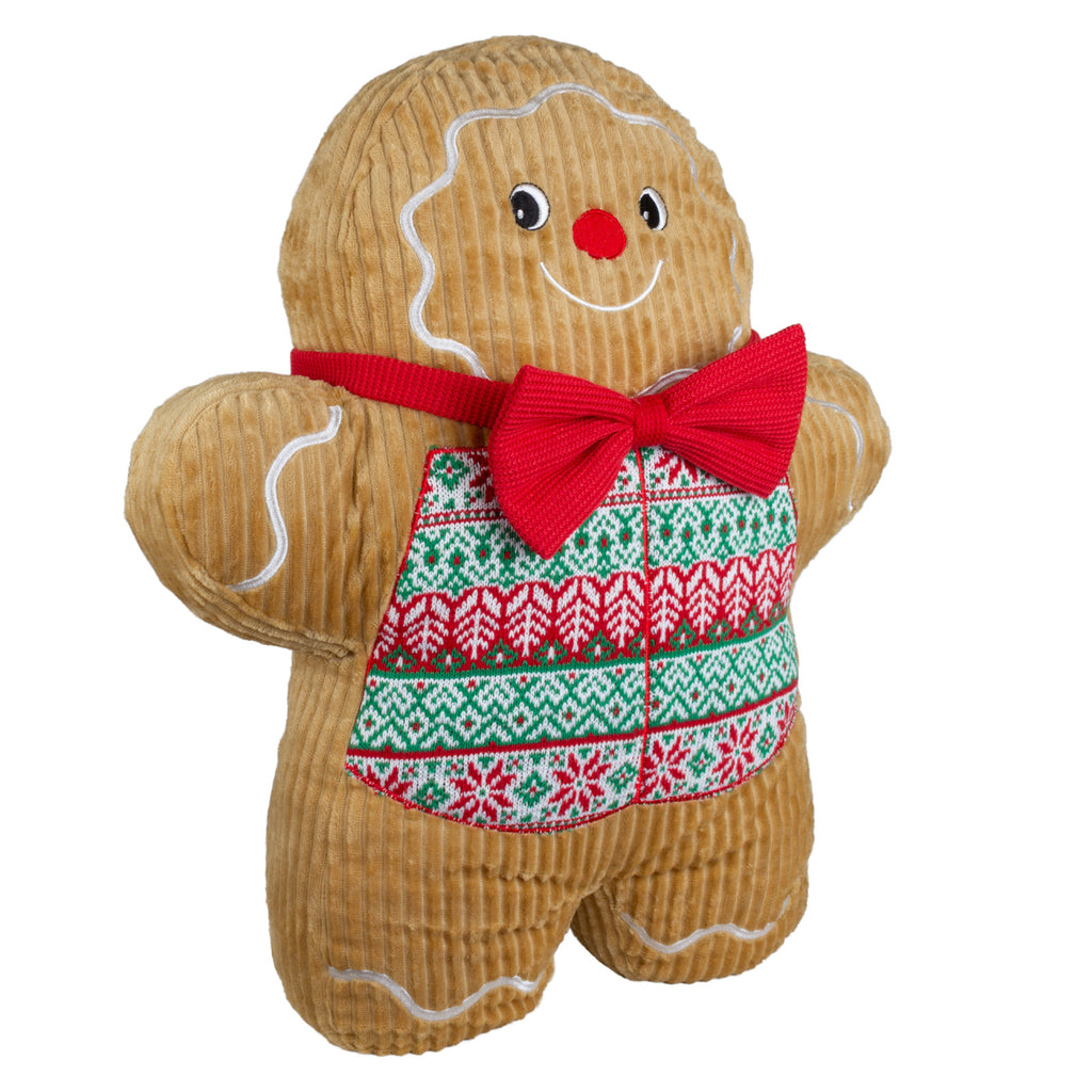 Lebkuchenmann Kissen mit Weihnachts-Pullover & roter Fliege