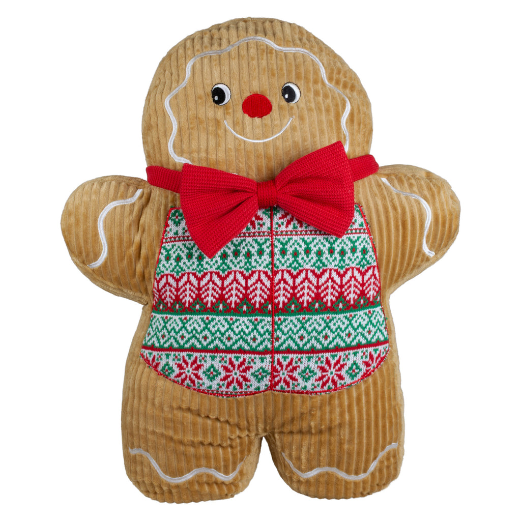 Lebkuchenmann Kissen mit Weihnachts-Pullover & roter Fliege